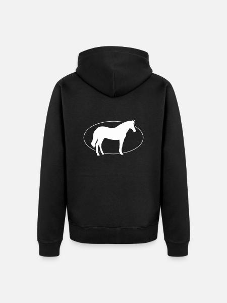 Koń Pferd - Ekologiczna rozpinana bluza z kapturem Premium unisex - czarny