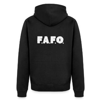 Fafo - Unisex Premium Bio Zip Hoodie - Schwarz - Hinten - Nico (187cm)