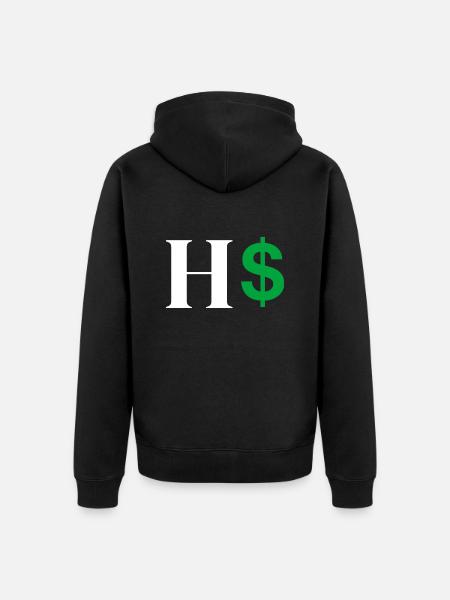 Letter h dollar - Unisex Premium Organic Zip Hoodie - black
