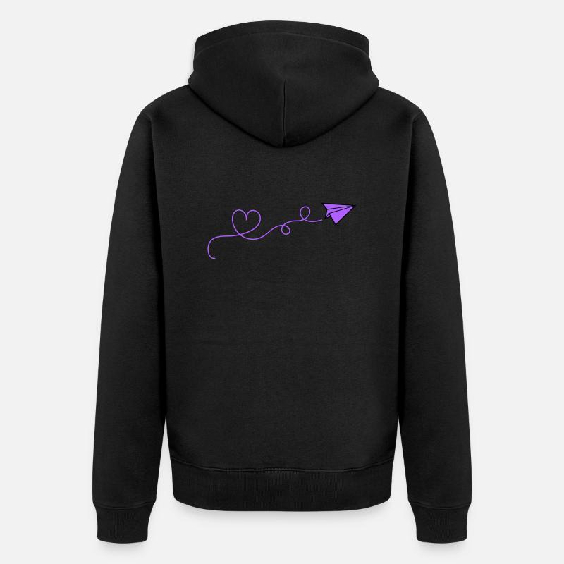 Coeur d’avion en papier - Veste à capuche bio Premium Unisexe - noir