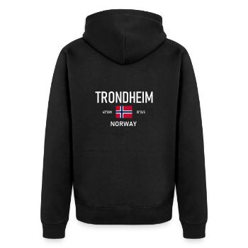 Trondheim - Norway - Coordinates - Flag - Unisex Premium Organic Zip Hoodie - black - Back - Nico (187cm)