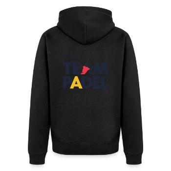 Team Padel 3 - Unisex Premium Bio Zip Hoodie - Schwarz - Hinten - Nico (187cm)
