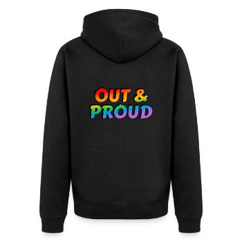 Raus und stolze LGBT-Regenbogen-Pride - Unisex Premium Bio Zip Hoodie - Schwarz - Hinten - Nico (187cm)