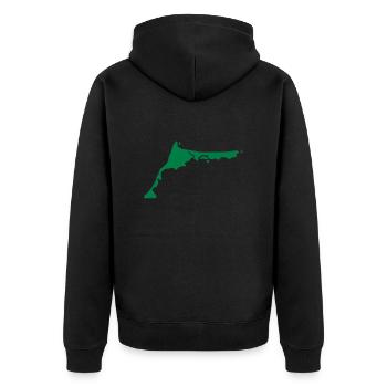 Darß - Ostsee - Unisex Premium Bio Zip Hoodie - Schwarz - Hinten - Nico (187cm)
