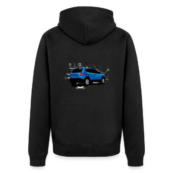 BLue crossover - Unisex Premium Organic Zip Hoodie - black - Back - Nico (187cm)