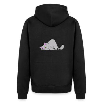 Chat fatigué - Veste à capuche bio Premium Unisexe - noir - Dos - Nico (187cm)