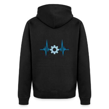 mechanisch puls frequenz herzschlag arbeiter ingen - Unisex Premium Bio Zip Hoodie - Schwarz - Hinten - Nico (187cm)