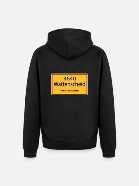 Ortsschild 4640 Wattenscheid - WAT ne Stadt - Unisex Premium Bio Zip Hoodie - Schwarz