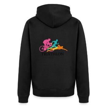 Triathlon - Unisex Premium Organic Zip Hoodie - black - Back - Nico (187cm)