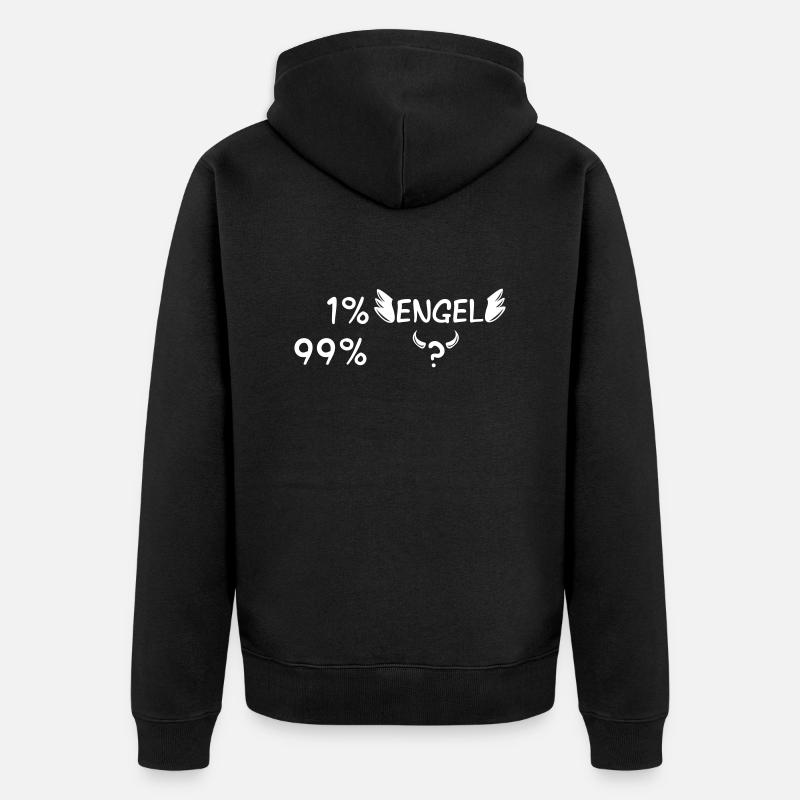 Engel oder Teufel - Unisex Premium Bio Zip Hoodie - Schwarz