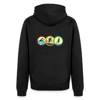 Triathlon - Unisex Premium Organic Zip Hoodie - black - Back - Nico (187cm)