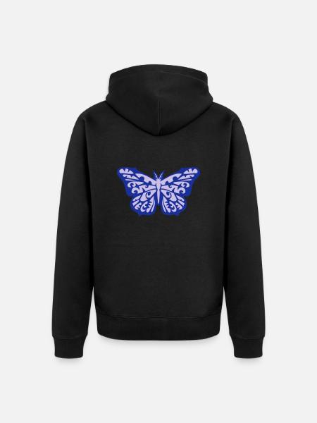 tribal butterfly - Unisex Premium Organic Zip Hoodie - black