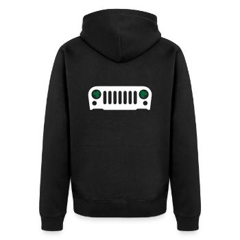 Jeep Irish Shirt - Unisex Premium Bio Zip Hoodie - Schwarz - Hinten - Nico (187cm)