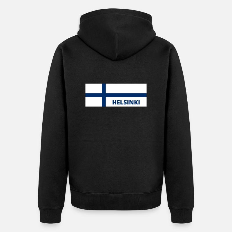 La ville d’Helsinki dans le drapeau finlandais - Veste à capuche bio Premium Unisexe - noir