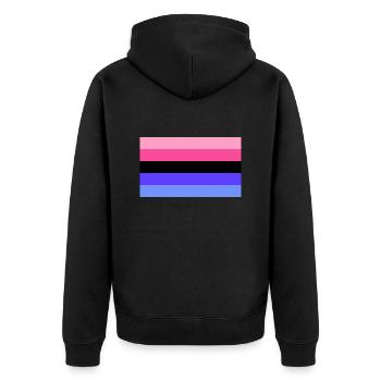 LGBTQIA Omnisexuell Flagge - Unisex Premium Bio Zip Hoodie - Schwarz - Hinten - Nico (187cm)