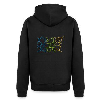 Boden Risse Muster Bunt - Unisex Premium Bio Zip Hoodie - Schwarz - Hinten - Nico (187cm)