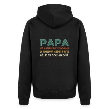 Cadeau Drôle Pour Papa Ou Père De Fête Des Pères - Unisex Premium Organic Zip Hoodie - black - Back - Nico (187cm)