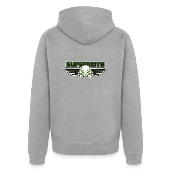 SUPER MOTO Pirates vert - Veste à capuche bio Premium Unisexe - gris chiné - Dos - Nico (187cm)
