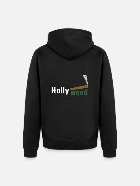 HollyWeed white - Unisex Premium Bio Zip Hoodie - Schwarz