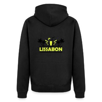 lissabon - Unisex Premium Bio Zip Hoodie - Schwarz - Hinten - Nico (187cm)