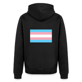 Transgender-Pride-Flagge - Unisex Premium Bio Zip Hoodie - Schwarz - Hinten - Nico (187cm)