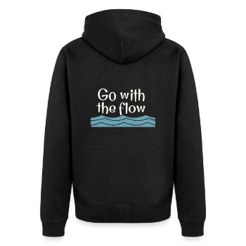 Go with the flow - Unisex Premium Bio Zip Hoodie - Schwarz - Hinten - Nico (187cm)