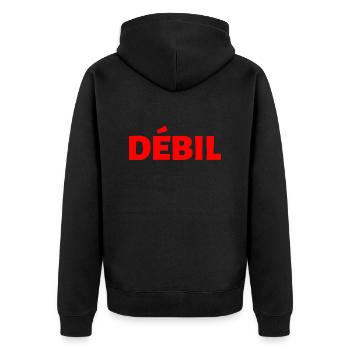 schwach Spanisch Sprache - Unisex Premium Bio Zip Hoodie - Schwarz - Hinten - Nico (187cm)