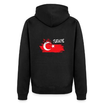 Türkei - Unisex Premium Bio Zip Hoodie - Schwarz - Hinten - Nico (187cm)