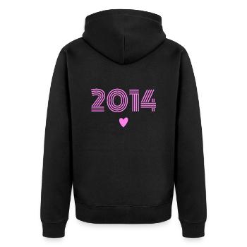 Born in 2014 daughter - Unisex Premium Organic Zip Hoodie - black - Back - Nico (187cm)