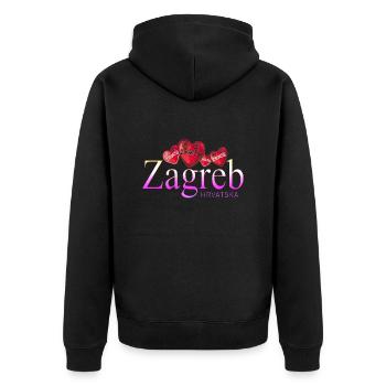 Kroatien hrvatska kroatien hrv reisen europa zagreb - Unisex Premium Bio Zip Hoodie - Schwarz - Hinten - Nico (187cm)