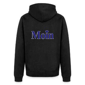 Moin mit Herz - Unisex Premium Bio Zip Hoodie - Schwarz - Hinten - Nico (187cm)