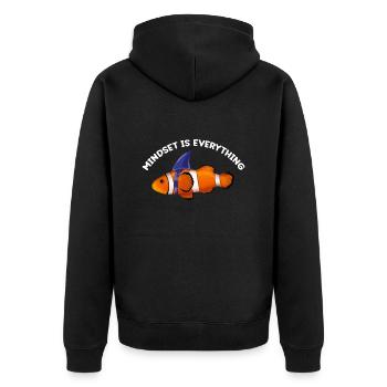 Clownfish, Motivational Quote Mindset - Unisex Premium Organic Zip Hoodie - black - Back - Nico (187cm)