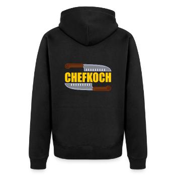 Chefkoch - Unisex Premium Bio Zip Hoodie - Schwarz - Hinten - Nico (187cm)