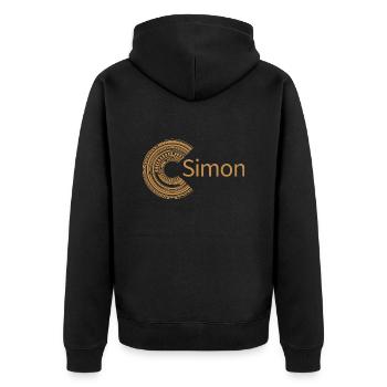 Für Simon - Unisex Premium Bio Zip Hoodie - Schwarz - Hinten - Nico (187cm)