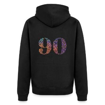 90th Birthday Leopard - Unisex Premium Organic Zip Hoodie - black - Back - Nico (187cm)