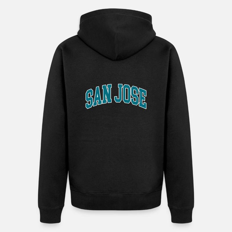 San José bleu blanc - Veste à capuche bio Premium Unisexe - noir