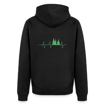 Wald Herzschlag Baum Ekg - Unisex Premium Bio Zip Hoodie - Schwarz - Hinten - Nico (187cm)