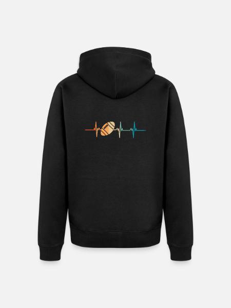 Rugby Heartbeat - Unisex Premium Organic Zip Hoodie - black