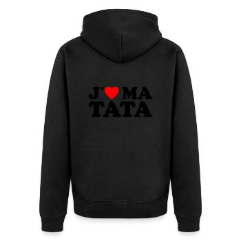 J'aime Ma Tata Cadeau Tante Coeur Rouge - Veste à capuche bio Premium Unisexe - noir - Dos - Nico (187cm)