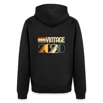 Jahrgang 2020 - 2020 Geburtstagsgeschenk - Unisex Premium Bio Zip Hoodie - Schwarz - Hinten - Nico (187cm)
