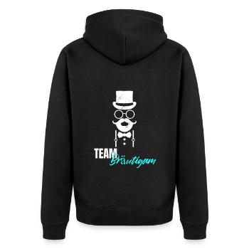 Team Bräutigam Junggeselle Polterer Hipster Herren - Unisex Premium Bio Zip Hoodie - Schwarz - Hinten - Nico (187cm)
