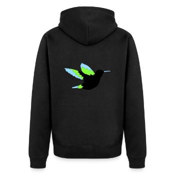 kolibri - Unisex Premium Bio Zip Hoodie - Schwarz - Hinten - Nico (187cm)