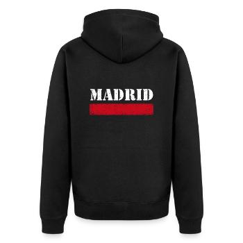 Madrid Vintage - Unisex Premium Organic Zip Hoodie - black - Back - Nico (187cm)