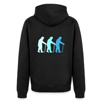 Drei Opas Rentner Alter Männer Team Silhouette - Unisex Premium Bio Zip Hoodie - Schwarz - Hinten - Nico (187cm)