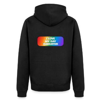 Ich liebe meine schwule Tochter - Unisex Premium Bio Zip Hoodie - Schwarz - Hinten - Nico (187cm)