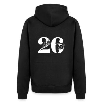 Number 26 Black Floral -26th Floral Anniversary - Unisex Premium Organic Zip Hoodie - black - Back - Nico (187cm)