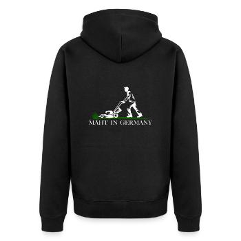 Mäht in Germany - Unisex Premium Bio Zip Hoodie - Schwarz - Hinten - Nico (187cm)