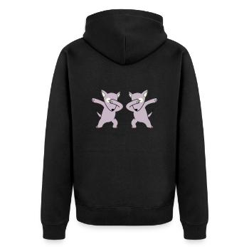 dog dabbing - Unisex Premium Bio Zip Hoodie - Schwarz - Hinten - Nico (187cm)