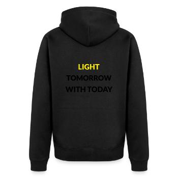 Light Tomorrow with Today - Unisex Premium Organic Zip Hoodie - black - Back - Nico (187cm)