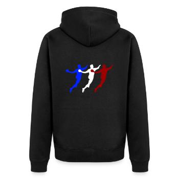 handballer frankreich - Unisex Premium Bio Zip Hoodie - Schwarz - Hinten - Nico (187cm)